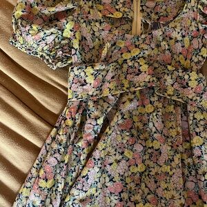 Floral Vintage Countdown Dress with Pink and Yellow Accents